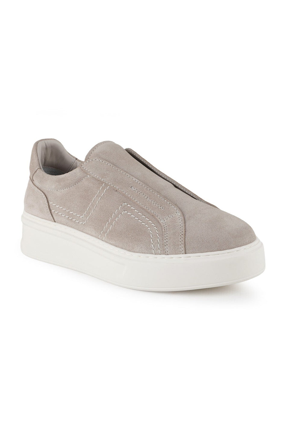 Women's Suede Stitch Detail Thick Lightweight EVA Sole Laceless Slip-On Comfortable Casual Sneaker Shoes LZ5889
