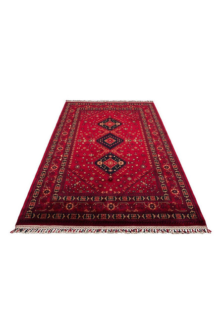 Eko Hali NOSTALGIA 961 Red Afghan / Yagcibedir Patterned Handcrafted Bamboo Usak Carpet Produced on Special Looms - MALLTURK