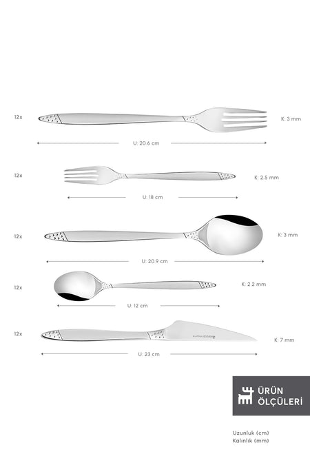 Karaca holey 84 Piece 12 Place Setting Flatware elegance set Boxed - MALLTURK