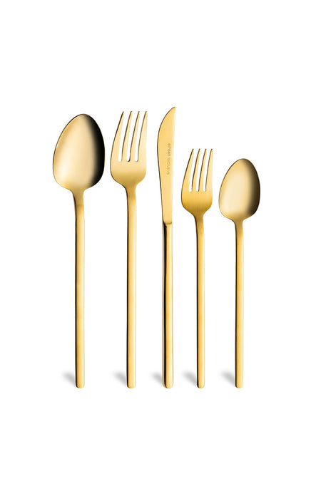 Emsan lora parlak gold 60 Piece 12 Place Setting Flatware Set - MALLTURK