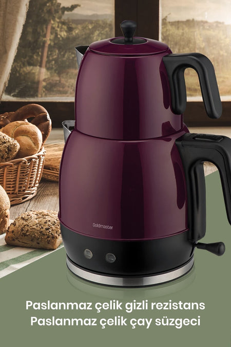 GoldMaster Bora 2200 Watt XL Stainless Steel Tea Maker and Water Kettle with Drip-Free Spout - MALLTURK