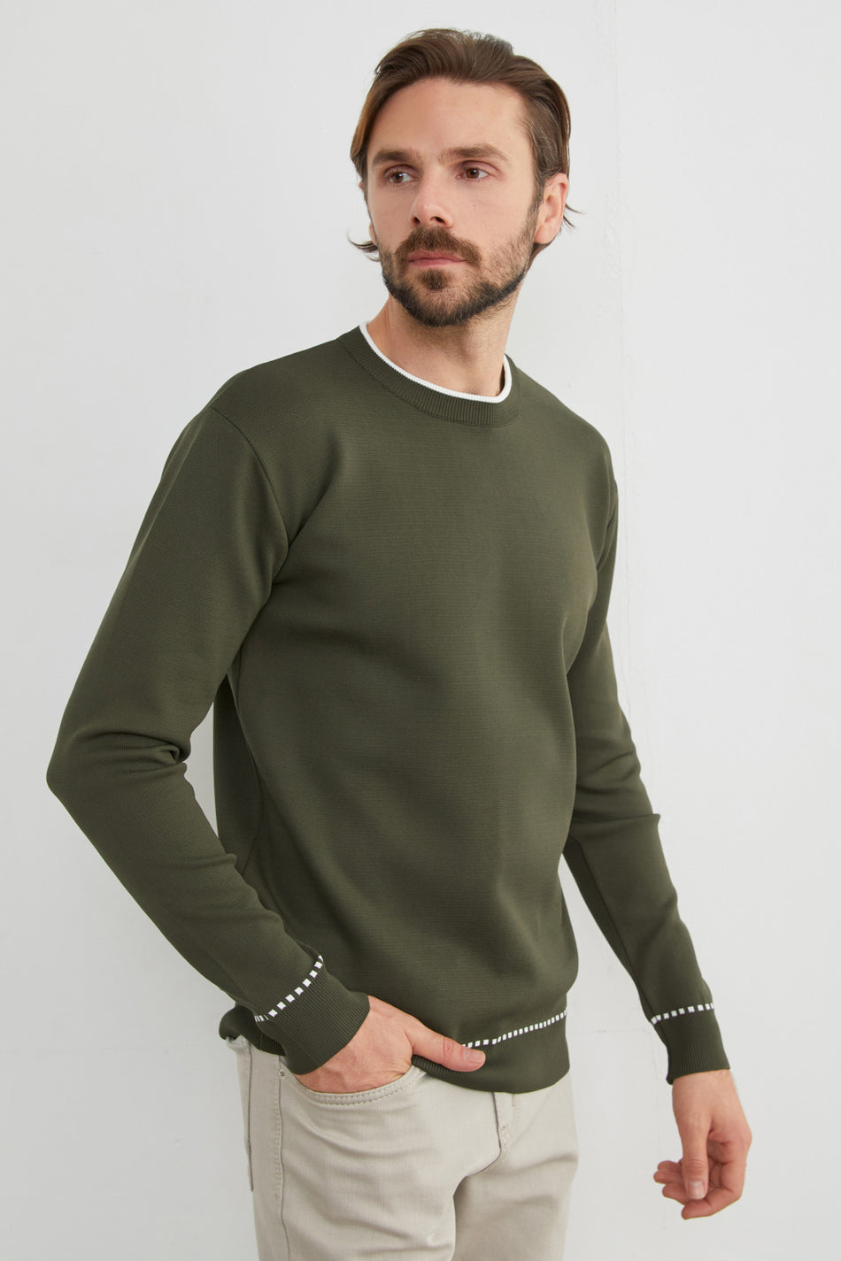 Basic Striped Crew Neck Knitwear Sweater