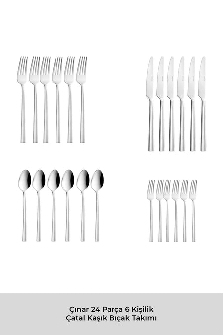 Emsan cinar 24 Piece 6 Place Setting Boxed Flatware Set - MALLTURK