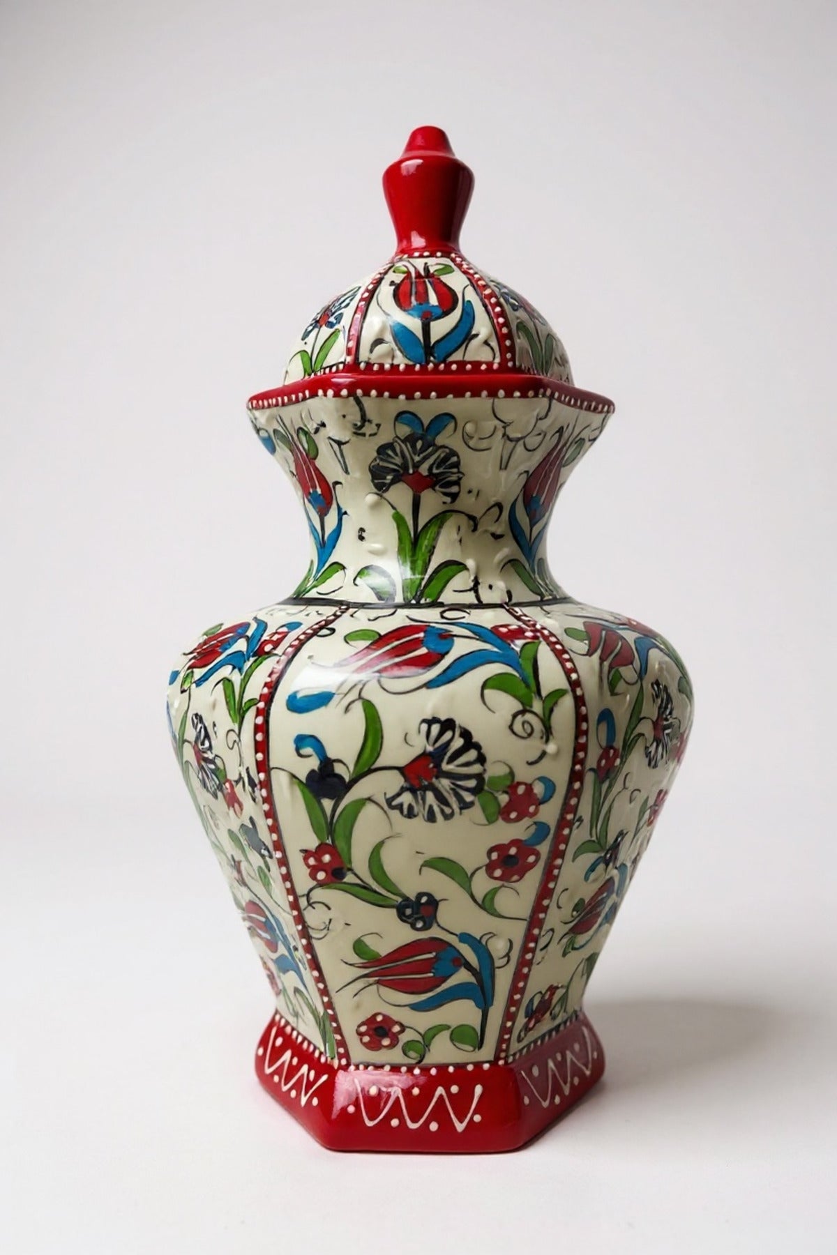 STORESZA Handmade 30cm Sable Craft Hexagonal Cube Ceramic Vase - MALLTURK