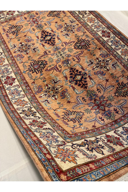 Afghan Rug Hand-Woven 100% Wool Natural Dye Handicraft ile Harika Kazak Design