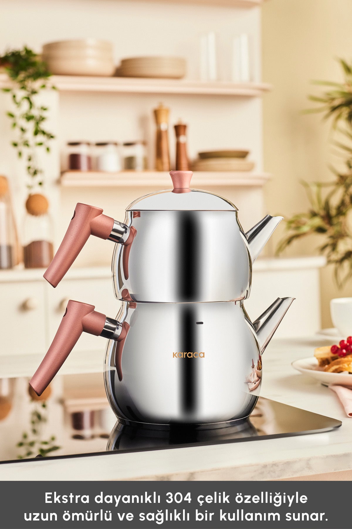 Karaca Frezya Maxi Teapot Set Rose - MALLTURK