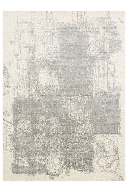 Kalesta Rug Grace Beige Grey, Self-Patterned Pattern Wool, Viscose and Cotton Blend Pattern Elegant Living Room Rug - MALLTURK