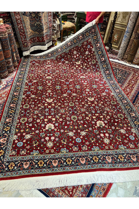 RD RAMAZAN DAG Hand Rug Art Hand-Woven Hereke Rug Signed Wildflower Design Size 305x201 - MALLTURK