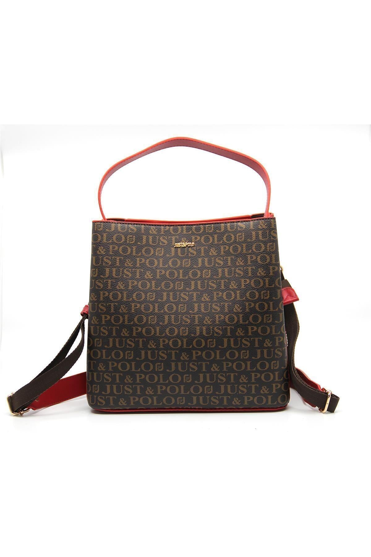 Just Polo Brown Women's Printed 3-Compartment Messenger and Shoulder Bag 2117 - MALLTURK