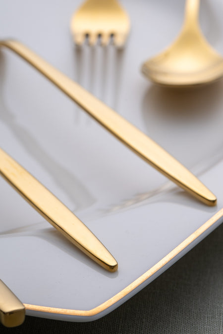 Emsan alisa 30 Piece 6 Place Setting parlak gold Boxed Flatware Set - MALLTURK