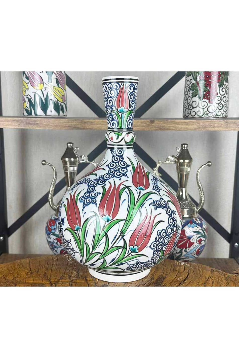 Cini Evi Classic Tulips – Iznik Tile Vase - MALLTURK