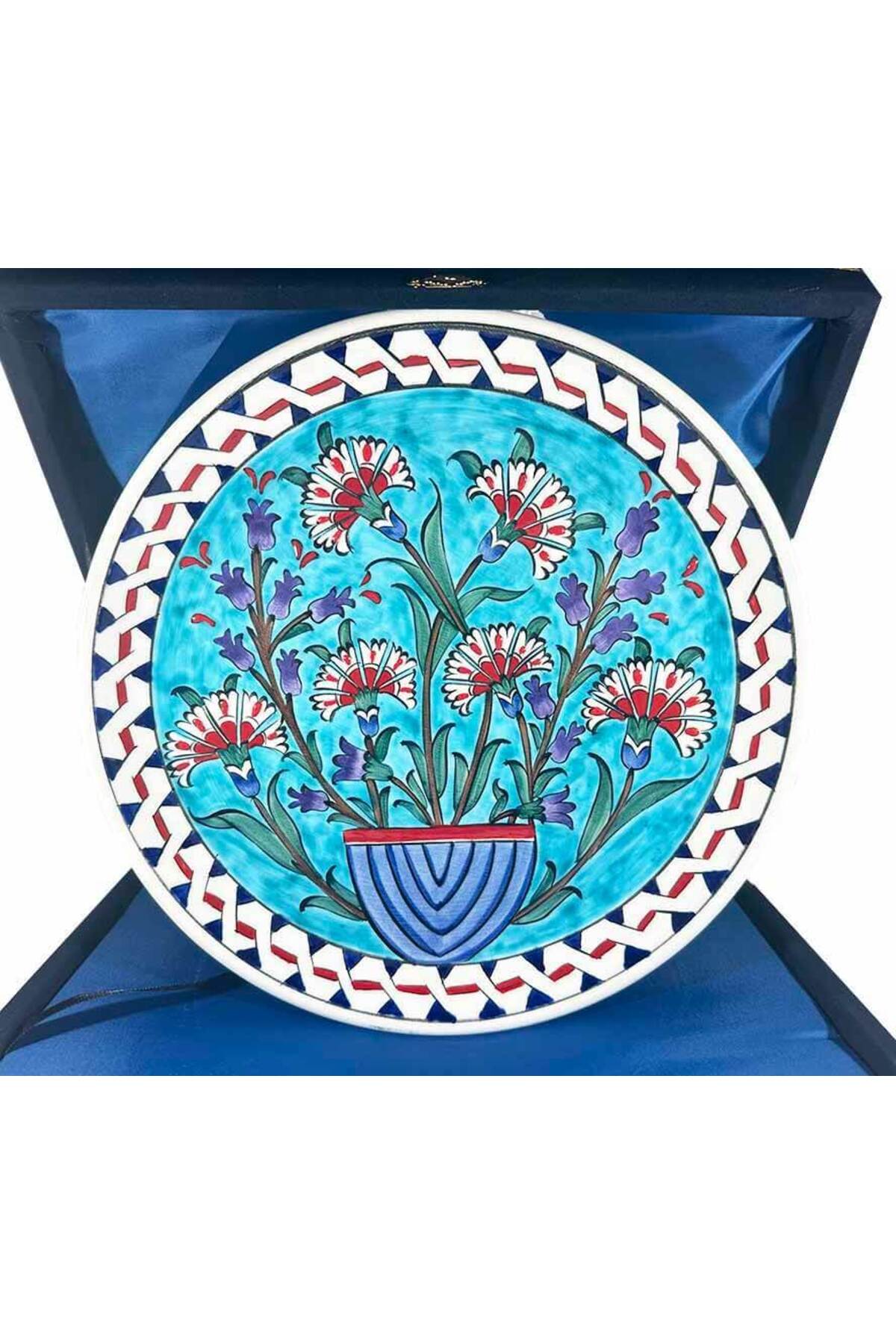 Cini Evi Vazodaki Cicekler 25cm Iznik Tile Plate - MALLTURK