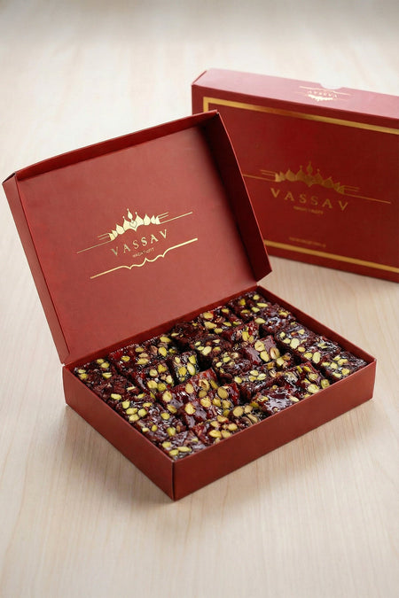 Vassav with Barberry Pomegranate Flavored Pistachio Turkish Delight 500gr - MALLTURK
