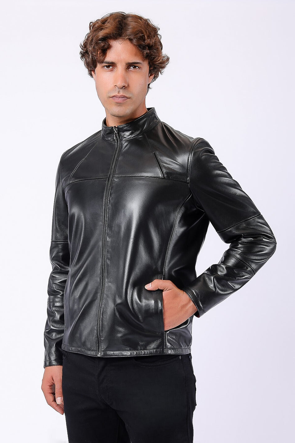 Blusão de pele genuína dupla face preto Leather Club