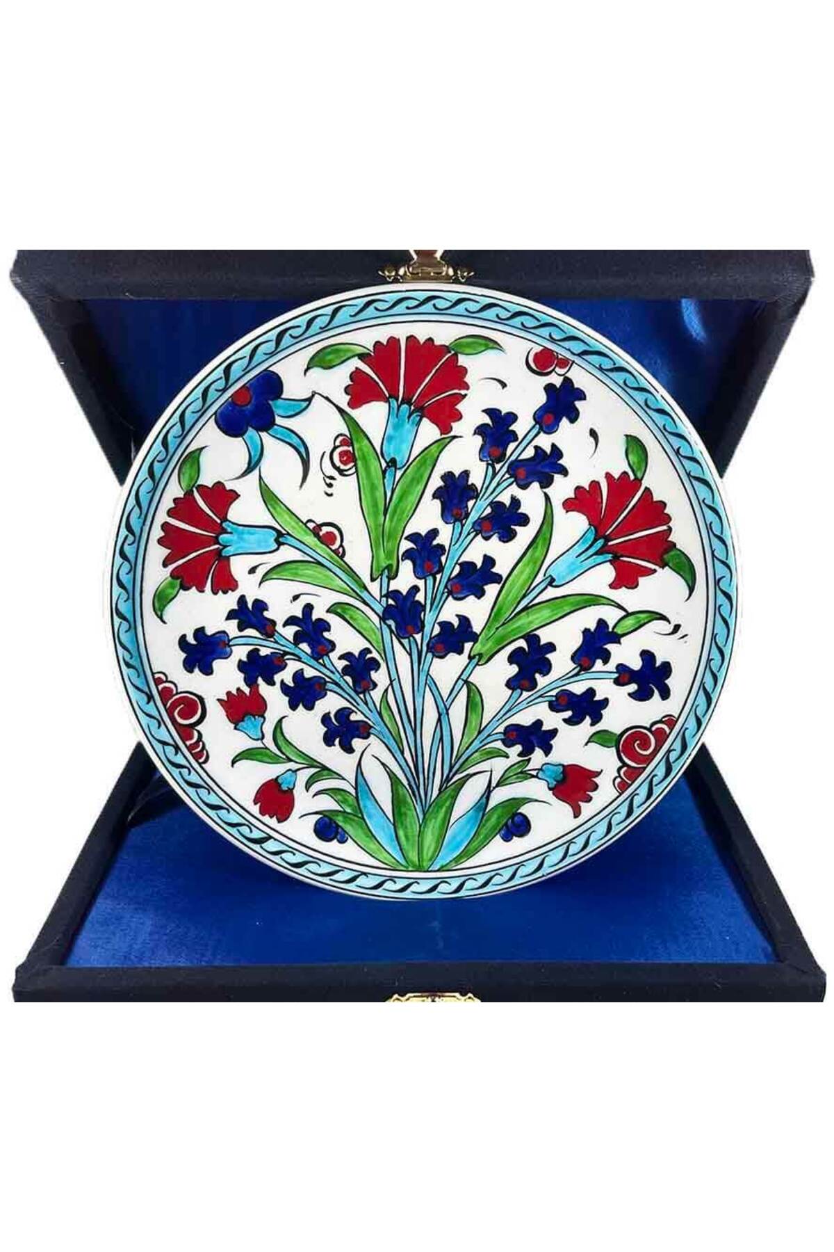 Cini Evi Iznik Tile Plate Carnation Garden 18 cm - MALLTURK