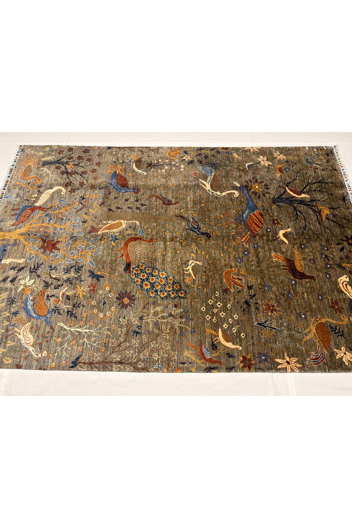Afghan Rug Hand-Woven Kus Pattern 100% Wool Natural Dye Handicraft ile Elegant Design
