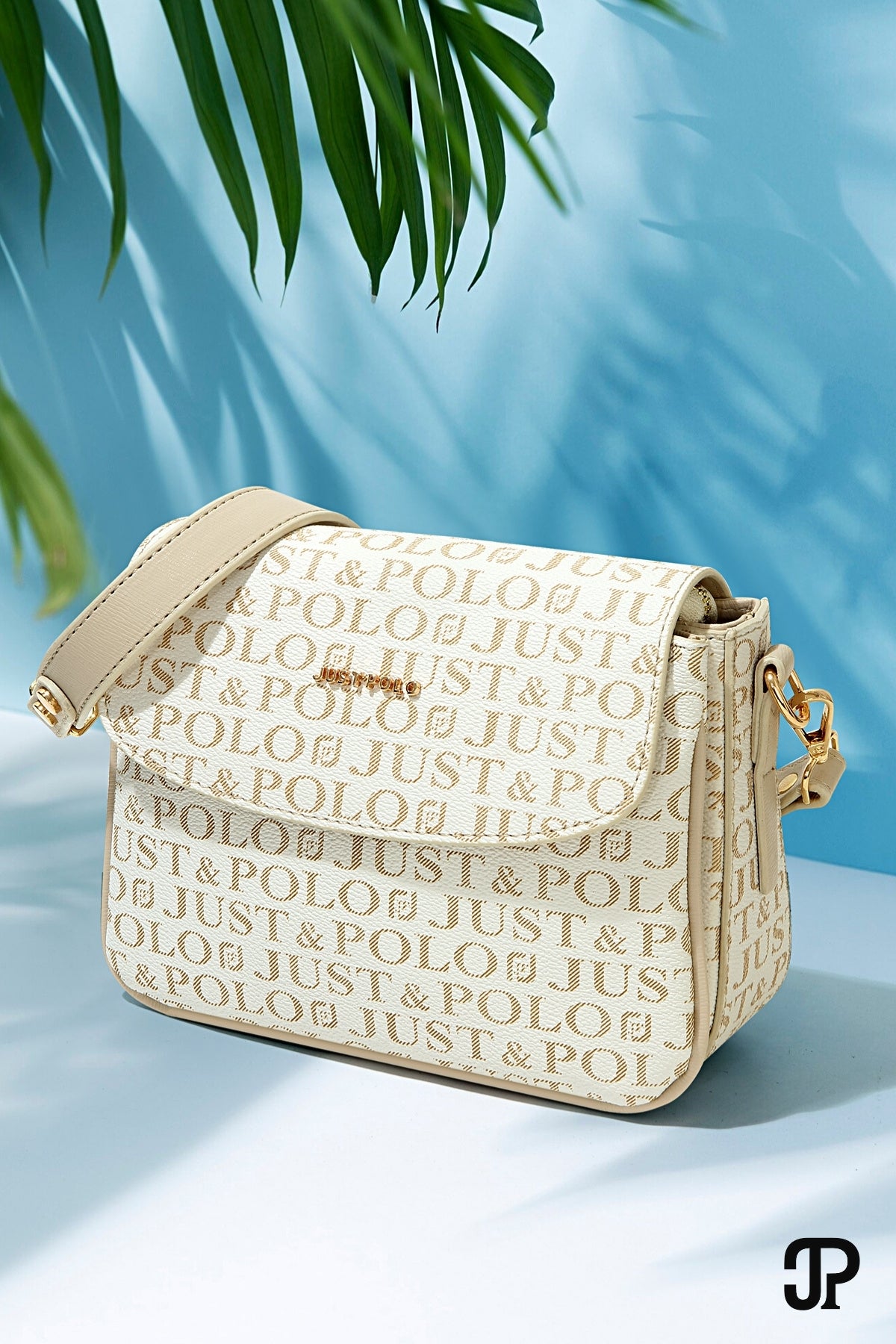 Just Polo Original Women's 4-Compartment Luxury Soft Leather Adjustable Crossbody Strap Stylish Trendy Shoulder Bag Cream - MALLTURK
