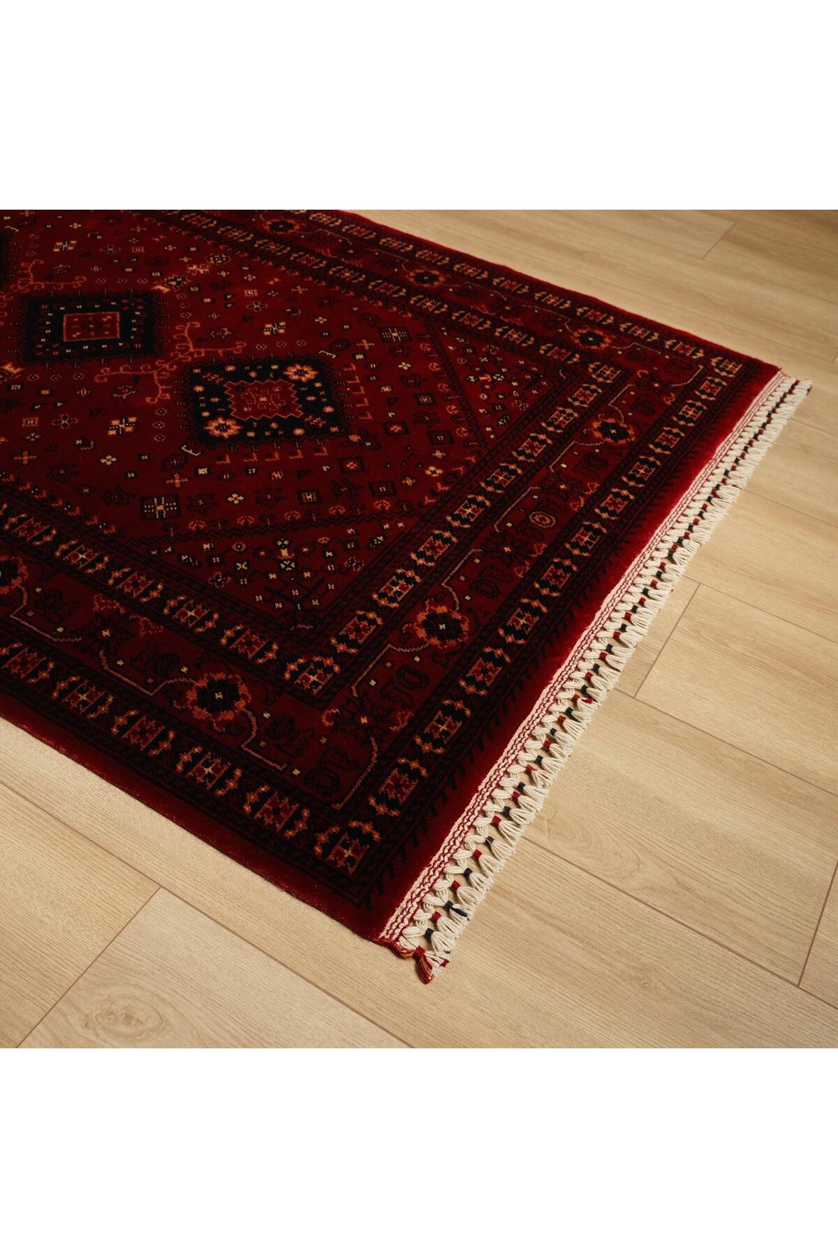 Eko Hali NOSTALGIA Afghan Pattern Machine Woven Carpet - NOSTALGIA 961 Red - MALLTURK