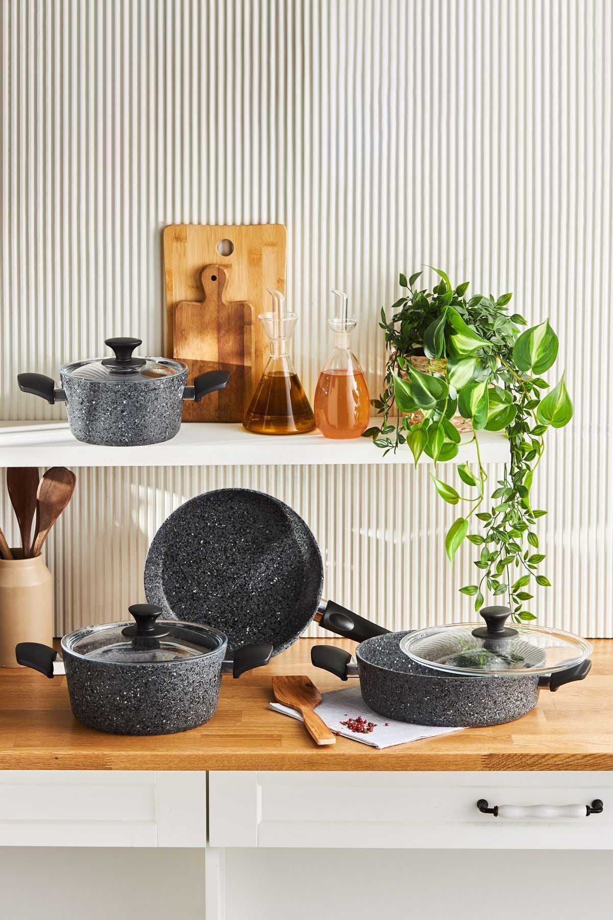 Karaca Biogranit Grey Rock 7 Piece Cookware Set - MALLTURK
