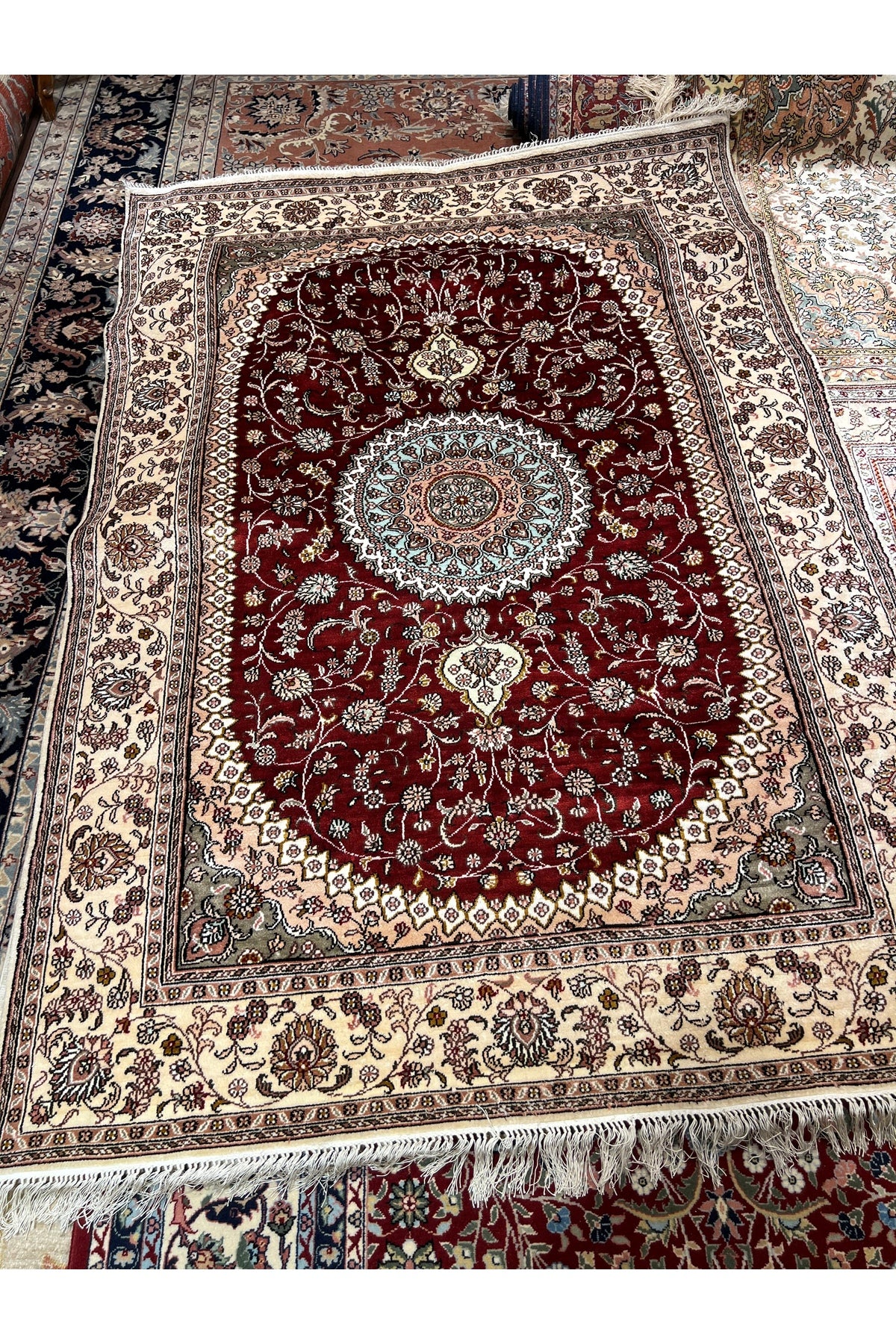 RD RAMAZAN DAG Hand Rug Art Hand-Woven Chinese Silk Rug 1.90x120