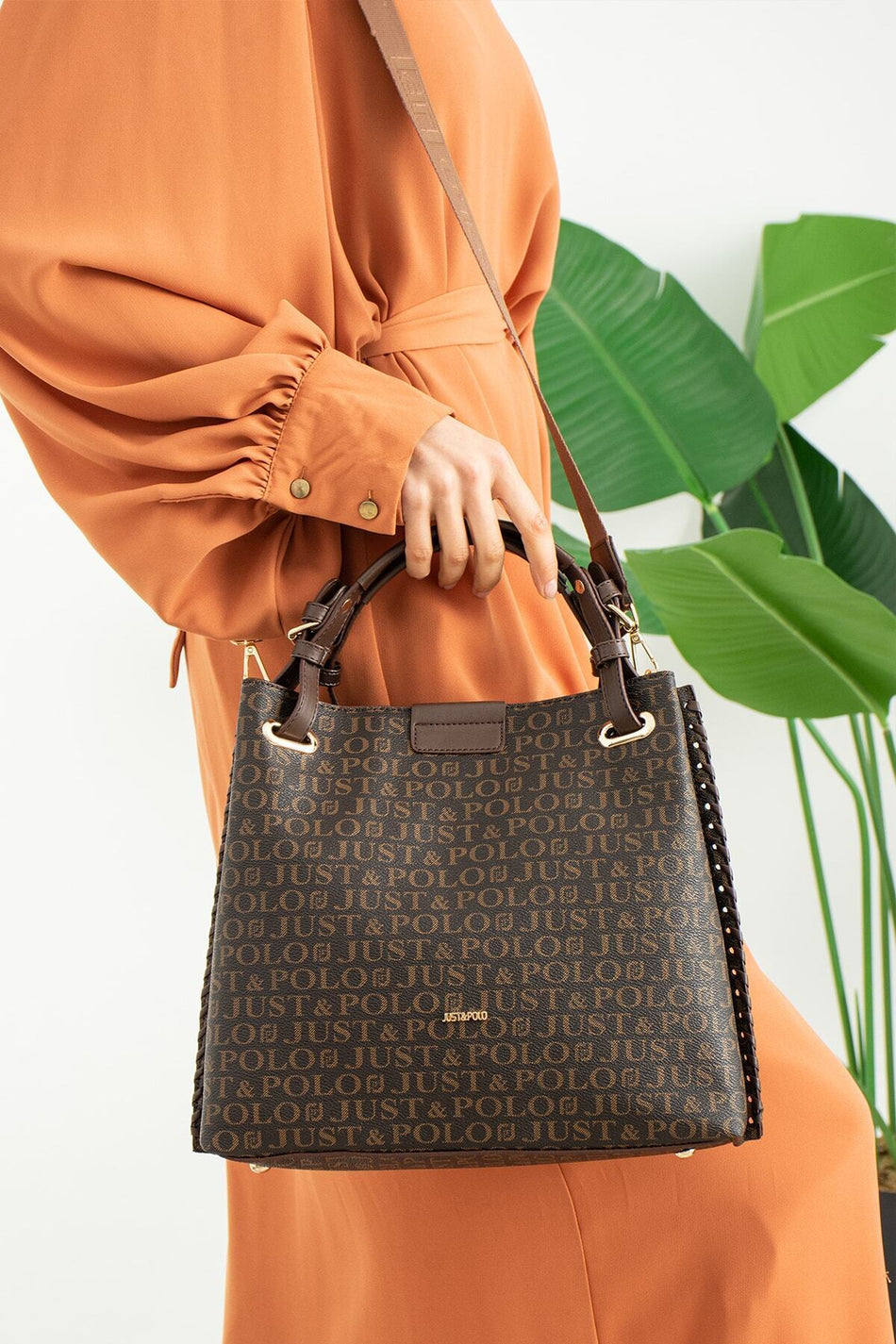 Just Polo Women's Hand and Shoulder Bag JPM2180 Coffee - MALLTURK