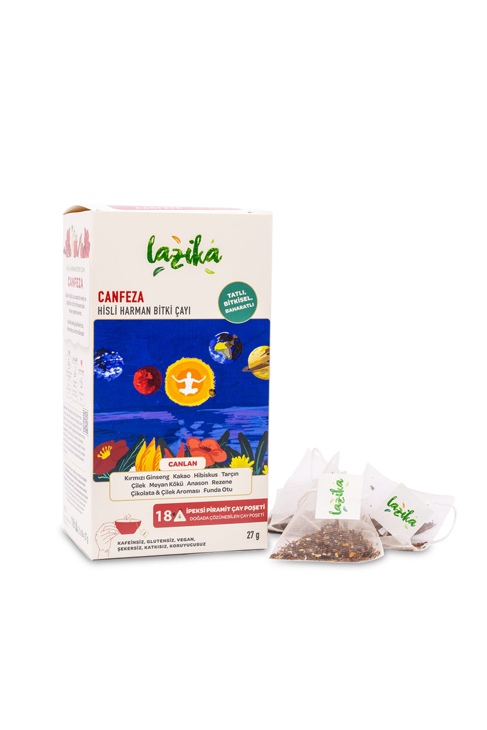 LAZIKA Hisli Harman Canfeza (чай Beije), 18 PLA-пакетиков — красный женьшень, какао, гибискус