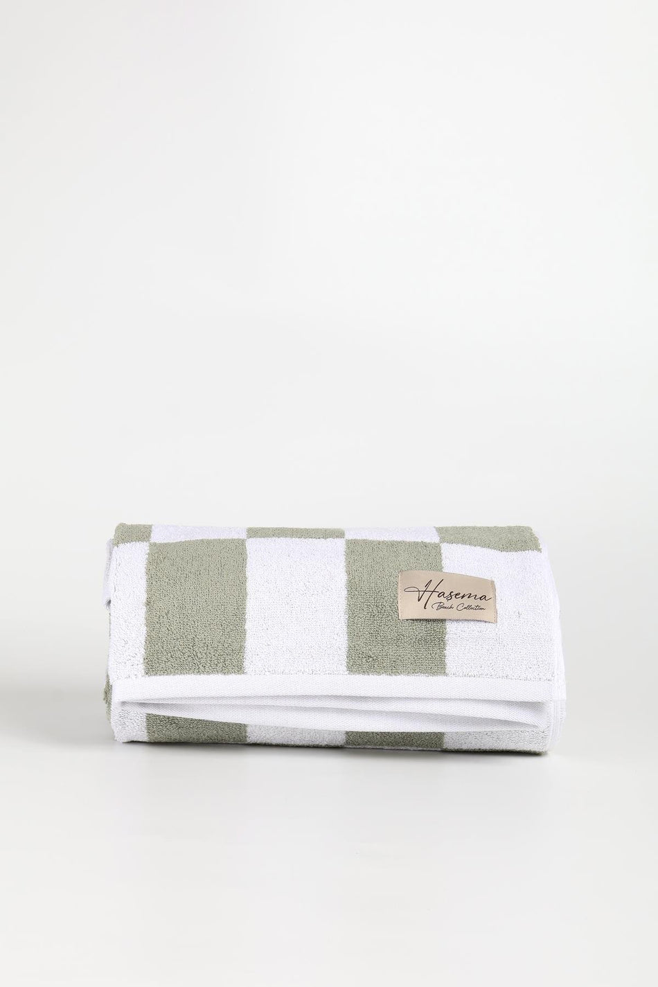 Hasema Square Patterned Green and White 90x170 Beach Towel HSM-26