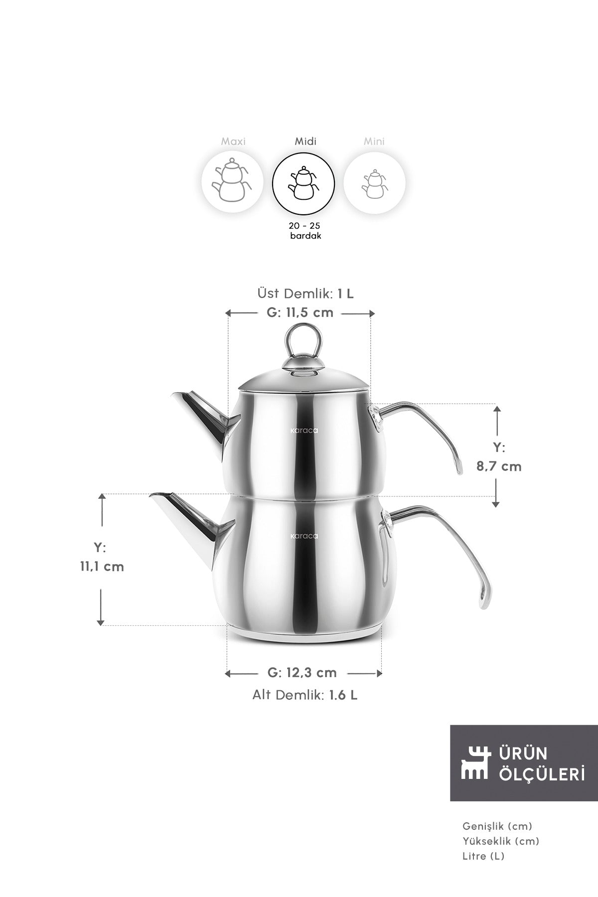 Karaca Belinay induction Base Midi Metal Teapot Set - MALLTURK