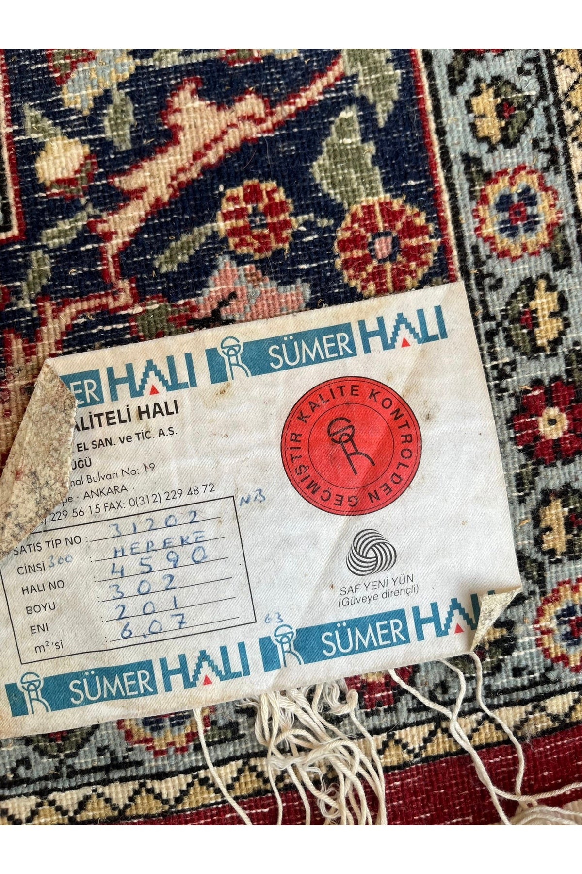 RD RAMAZAN DAG Hand Rug Art Hand-Woven Hereke Rug Signed Wildflower Design Red Accent Size 302x202 - MALLTURK
