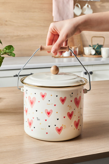 Karaca Kalp Detayli Love Enamel Yogurt Tenceresi Bakrac 5,2 L