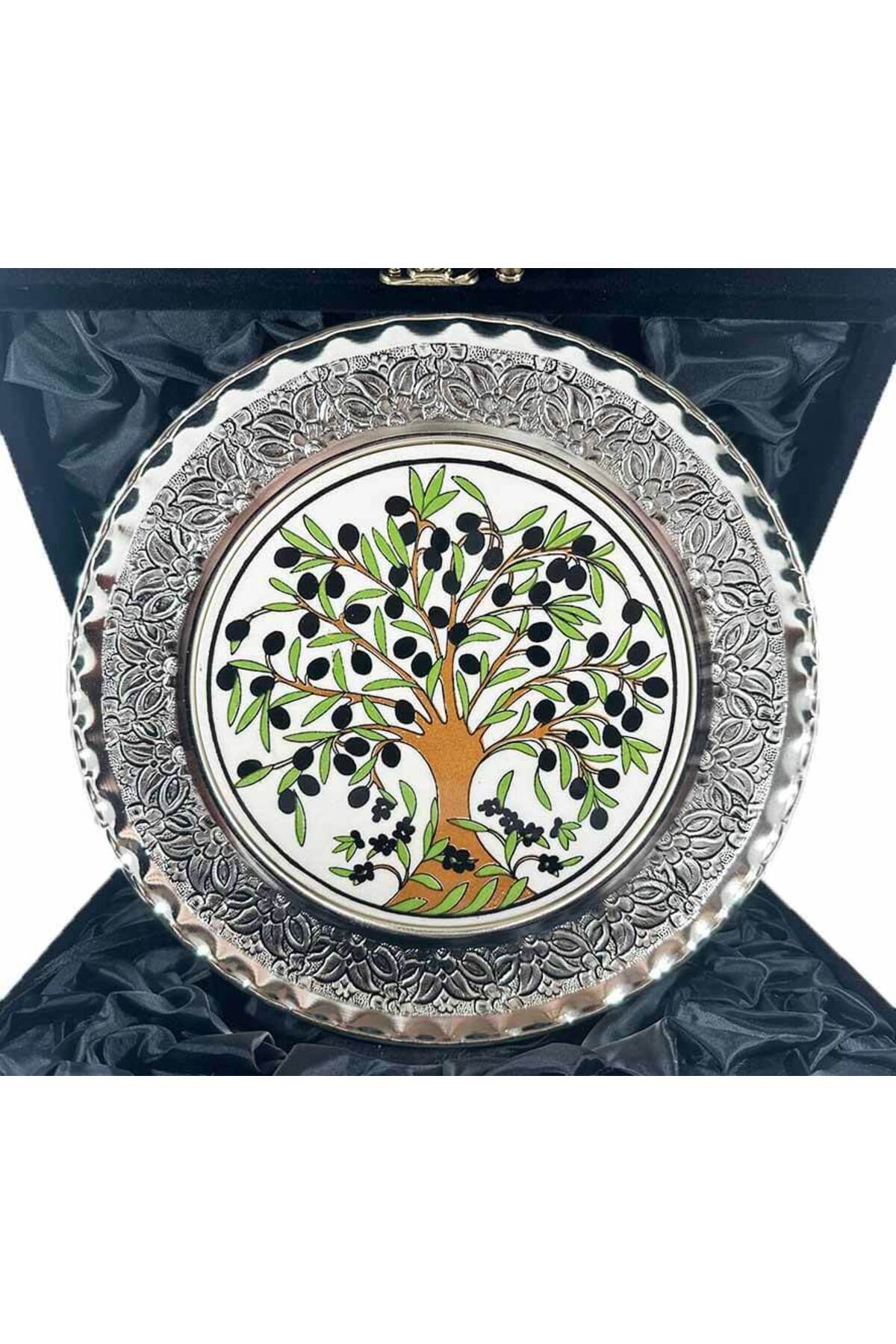 Cini Evi Olive Tree Patterned Silver Plate - MALLTURK
