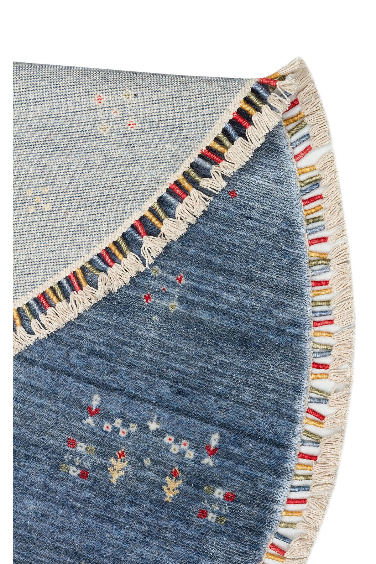 Eko Hali ZARA ZR 06 Blue Round, a special loom carpet shaped by the intensive hand labor of women from Usak. - MALLTURK
