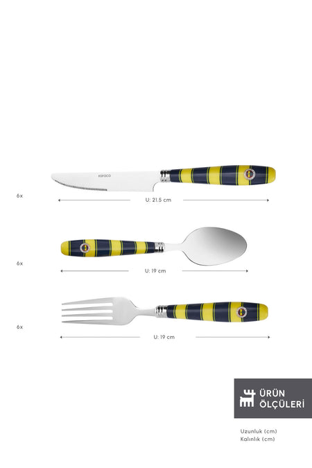 Karaca x fenerbahce lisansli 18 Piece 6 Place Setting Flatware Set - MALLTURK