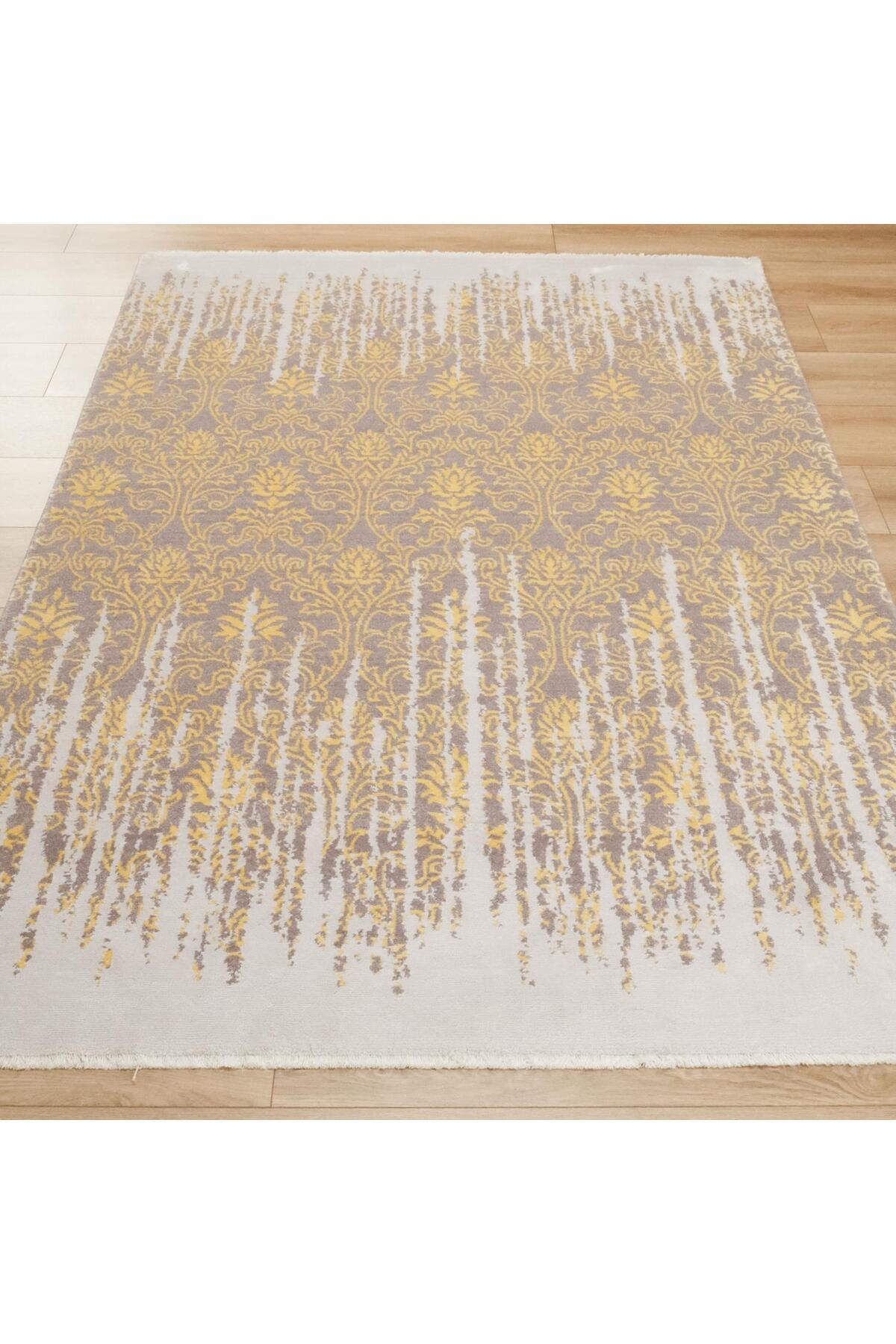 Halicizade Heritage Series Vintage Pattern Machine Woven Rug - Heritage 455 Yellow - MALLTURK
