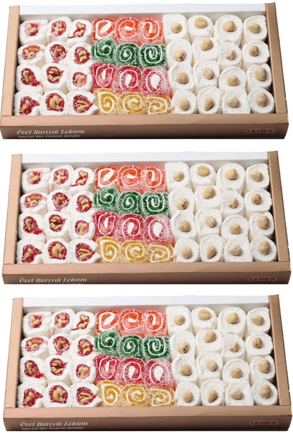 Sener Glucose Free Turkish Delight 3 x 900 g Assorted Turkish Delight Snack Gift Box Turkish Delight avantaj Pack - MALLTURK