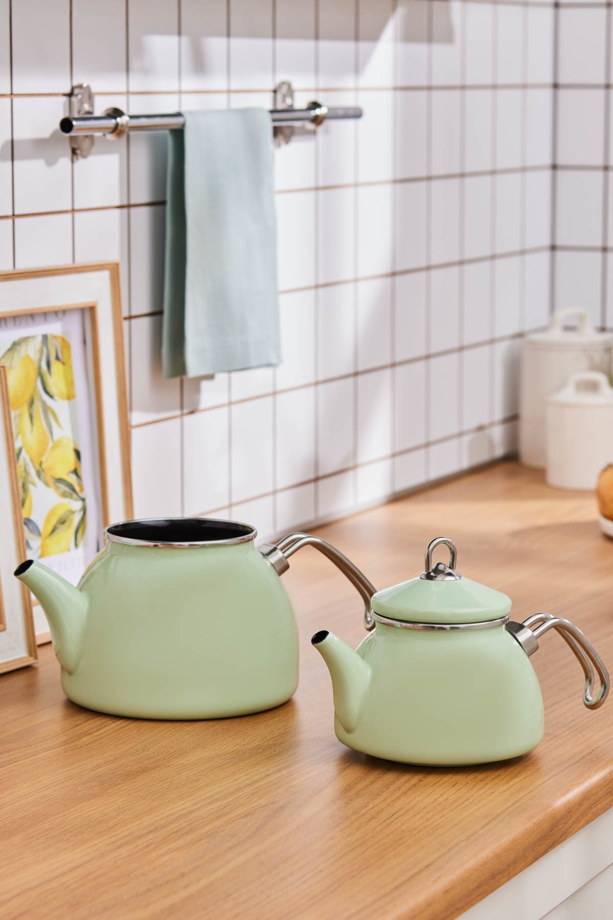 Karaca Loreto Enamel Teapot, Green - MALLTURK