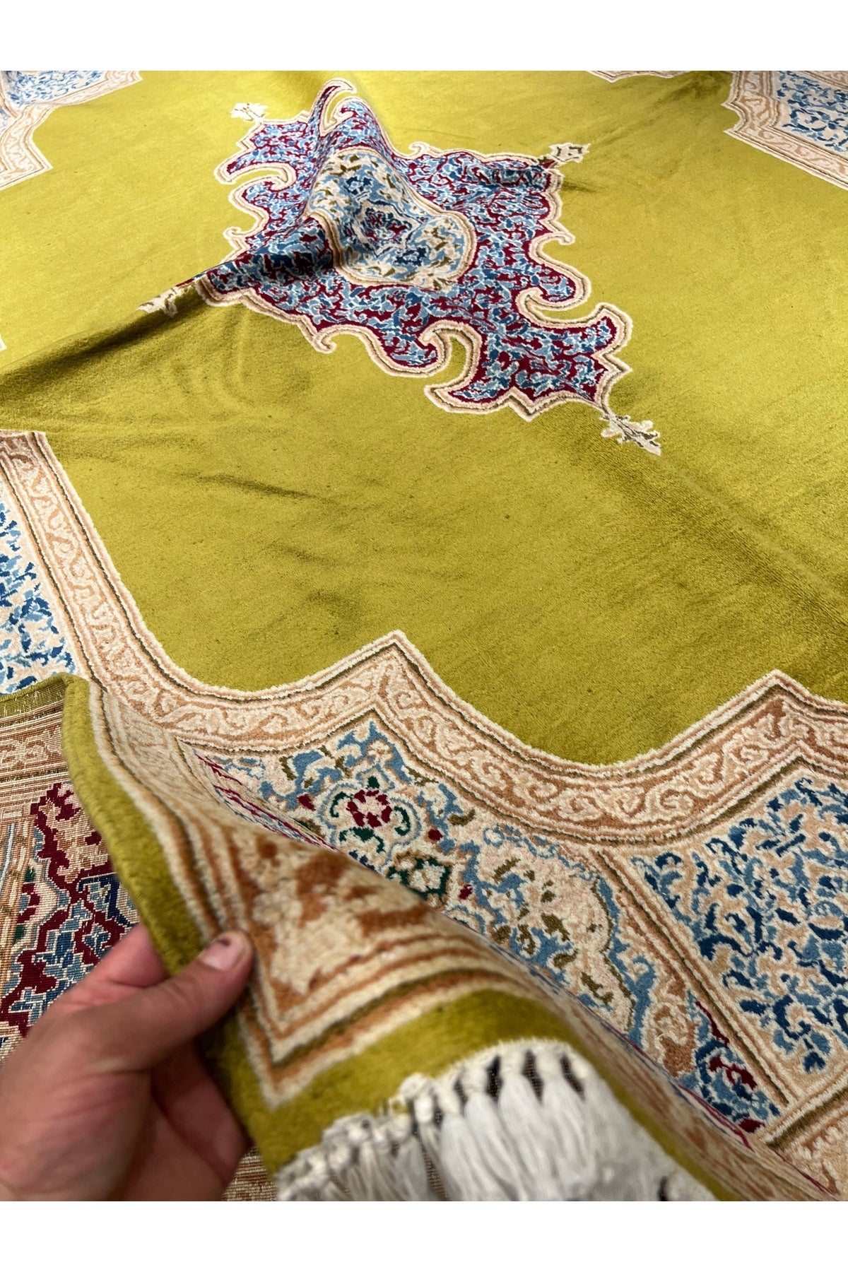 RD RAMAZAN DAG Hand Rug Art Hand-Woven Iranian Kirman Laver Rug Premium Quality Ince Weave Natural Dye Size 370x270 - MALLTURK