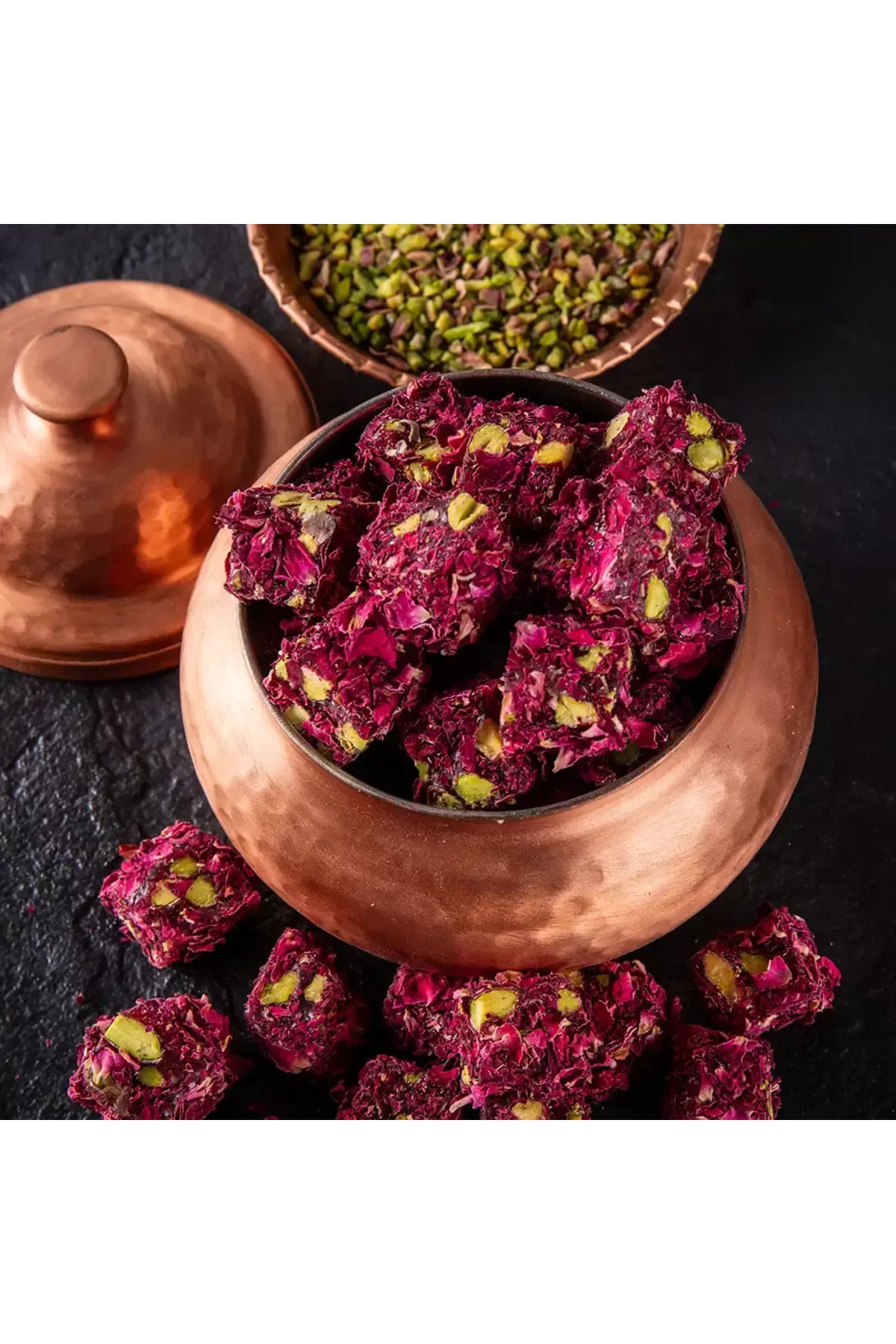 Pirsefa Pistachio Rose Petal Double Roasted Turkish Delight 400 g kutu