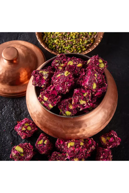 Pirsefa Pistachio Rose Petal Double Roasted Turkish Delight 400 g kutu
