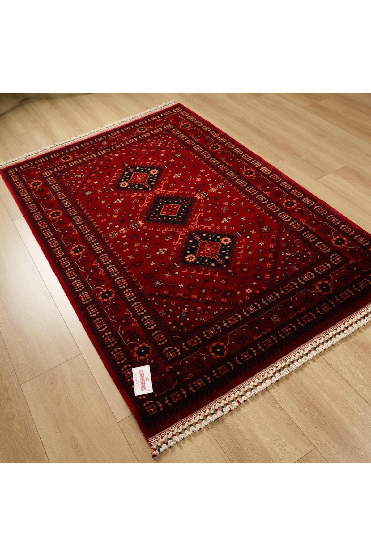 Eko Hali NOSTALGIA Afghan Pattern Machine Woven Carpet - NOSTALGIA 961 Red - MALLTURK