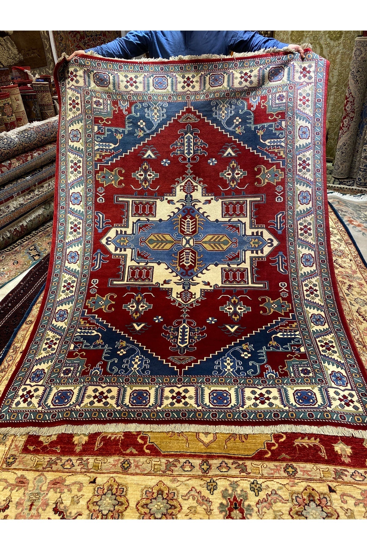 RD RAMAZAN DAG Hand Rug Art Hand-Woven Afghan Sirvan Rug Cotton Base Wool Weave Natural Dye 2.25x1.65