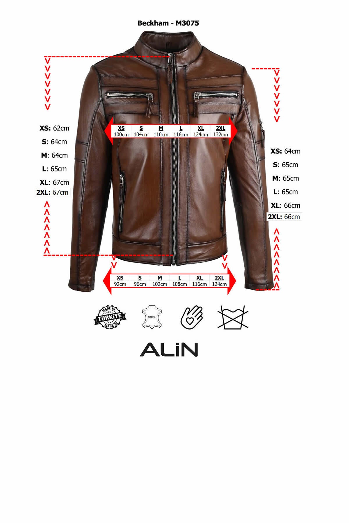 ALIN Beckham Men's Genuine Leather Stand Collar Leather Jacket Black - MALLTURK