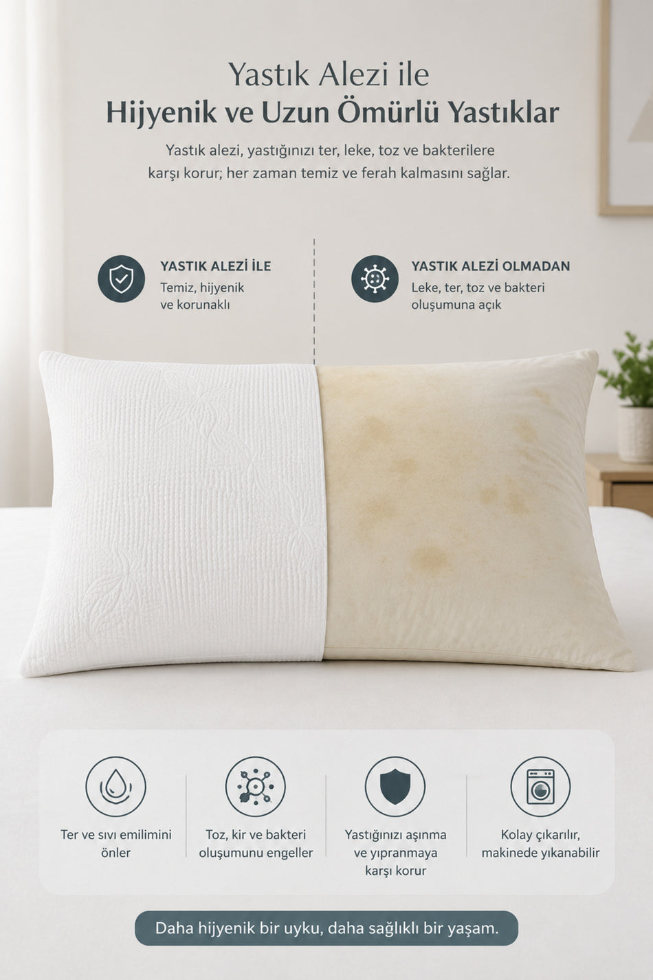 Senpai Micro Fermuarli Waterproof Microfiber Pillow Protector - MALLTURK