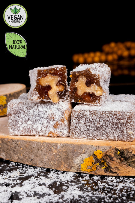 SAFRANTAT incirli Walnut meshur safranbolu Turkish Delight net 380 g Vegan Glucose Free 100 dogal Turkish Delight - MALLTURK