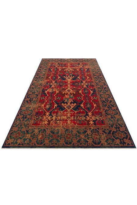 Cool Rug Mardin Red Anatolian Pattern Soft Glossy % 100 Natural Yarn Wool Hand-Woven Living Room Rug - MALLTURK