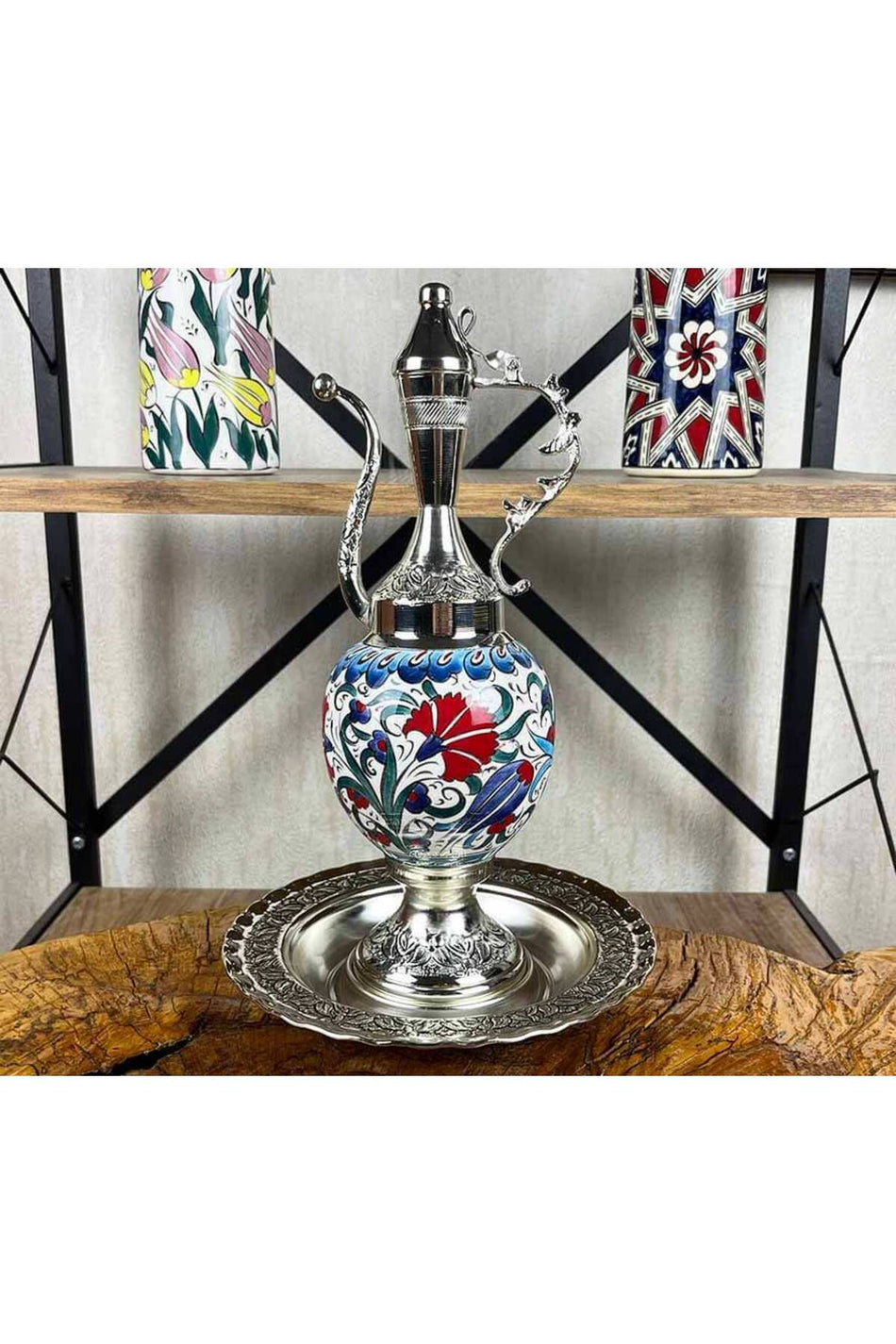 Cini Evi Iznik Tile Jug with Tulip and Carnation Pattern - MALLTURK