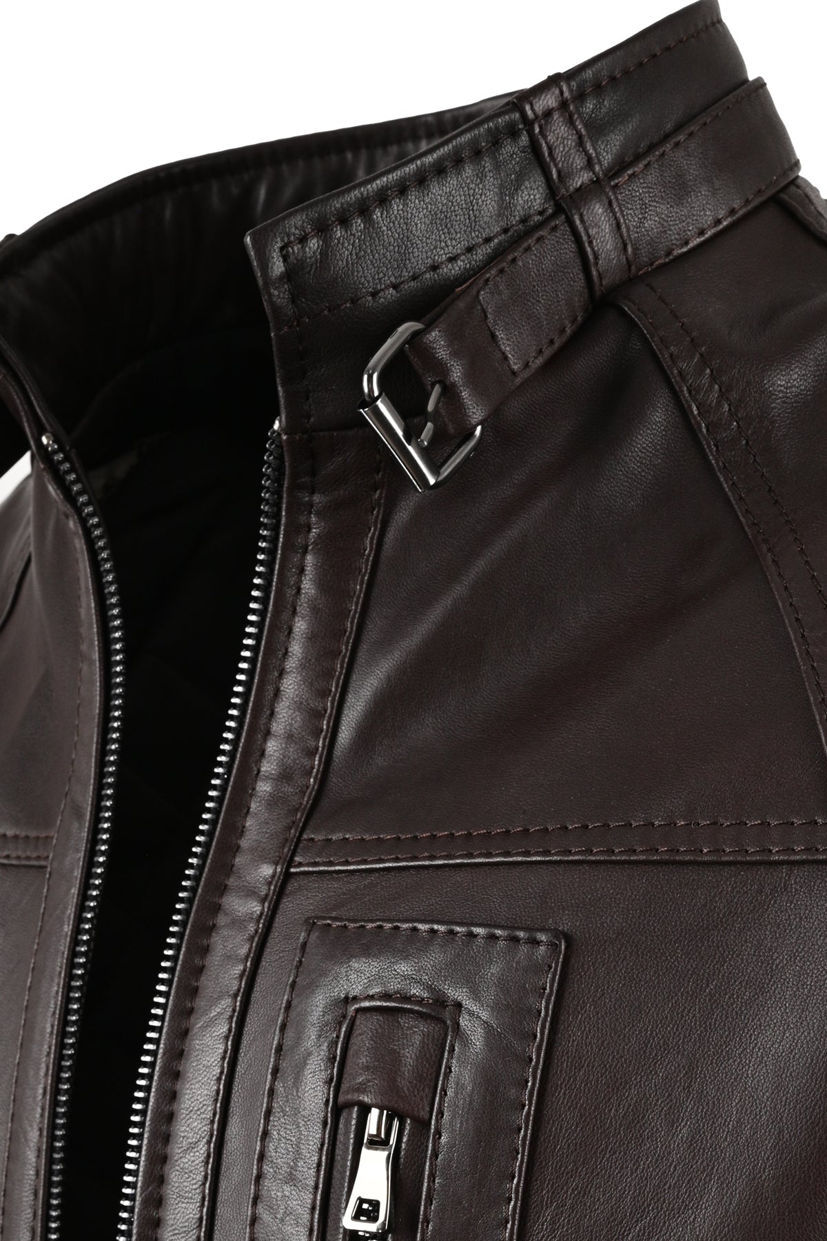 ALIN Theroux Men's Genuine Leather Relaxed Fit Leather Jacket Brown - MALLTURK