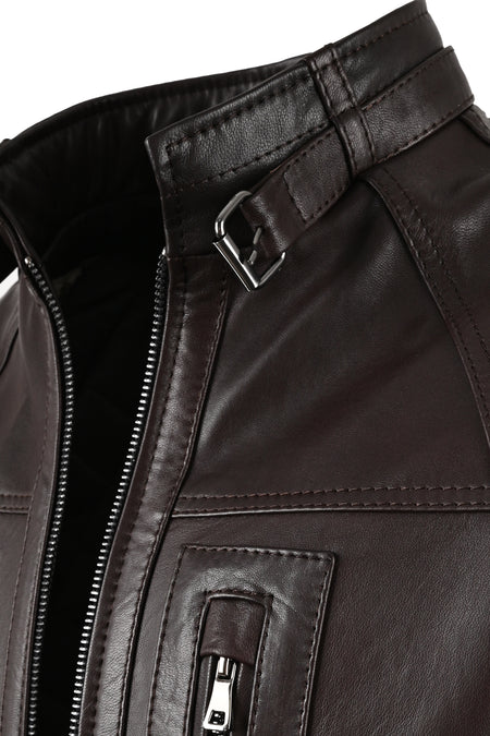 ALIN Theroux Men's Genuine Leather Relaxed Fit Leather Jacket Brown - MALLTURK