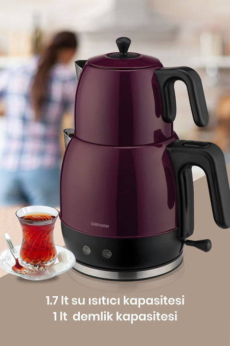 GoldMaster Bora 2200 Watt XL Stainless Steel Tea Maker and Water Kettle with Drip-Free Spout - MALLTURK