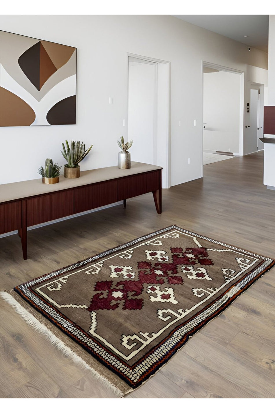 Soho Antiq Susen Ethnic Patterned Wool Tulle Carpet 112x180 cm - MALLTURK